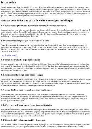 Astuces pour créer une carte de visite numérique multilingue