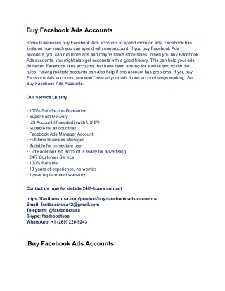 Buy Facebook Ads Accounts