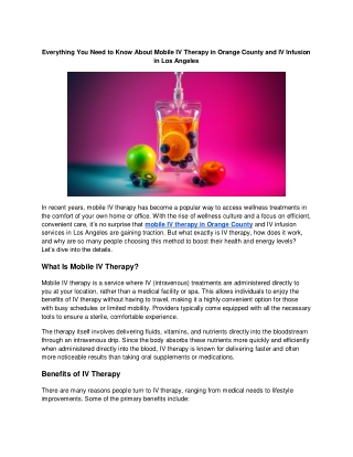 Best Mobile IV Therapy in Orange County with Simple IV