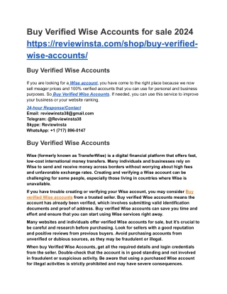 Buy Verified Wise Accounts for sale 2024