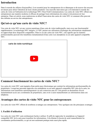 L'innovation des cartes de visite NFC au service des entrepreneurs