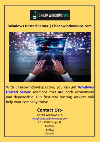 Windows Hosted Server  Cheapwindowsvps.com
