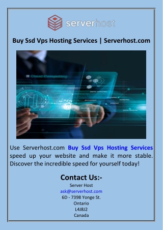 Buy Ssd Vps Hosting Services  Serverhost.com