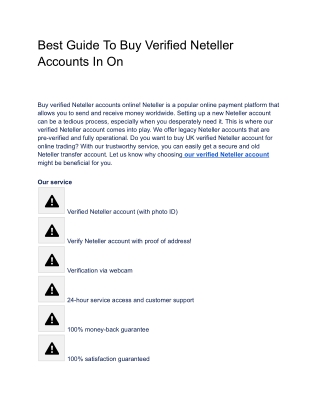 Best Guide To Buy Verified Neteller Accounts In On