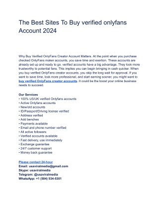 The Best Sites To Buy verified onlyfans Account 2024