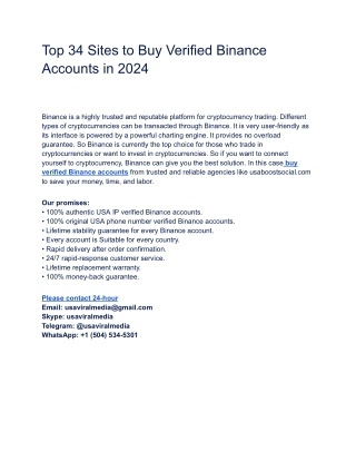 Top 34 Sites to Buy Verified Binance Accounts in 2024