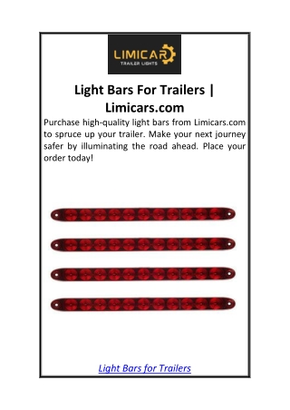 Light Bars For Trailers  Limicars.com