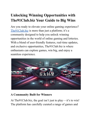 Unlocking Winning Opportunities with The91Club (1)