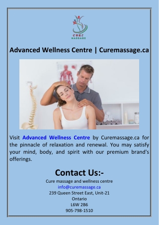 Advanced Wellness Centre  Curemassage.ca