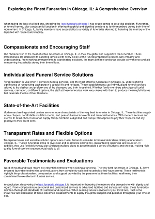 Discovering the Finest Funerarias in Chicago, IL: A Comprehensive Overview