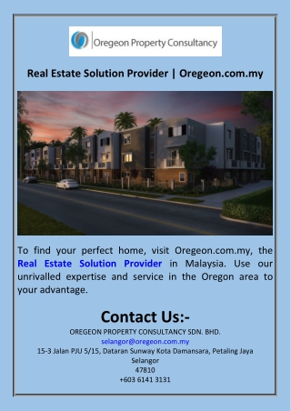 Real Estate Solution Provider  Oregeon.com.my