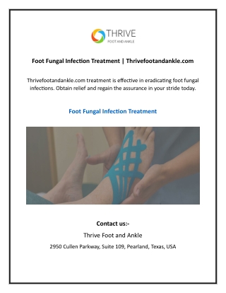 Foot Fungal Infection Treatment Thrivefootandankle