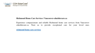 Richmond Home Care Services  Vancouver-cdneldercare.ca