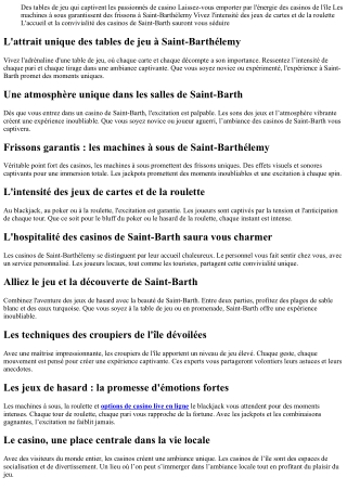 Vivez l'adrénaline du casino en direct sur l'île de Saint-Barthélemy