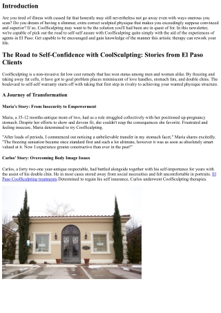 The Road to Self-Confidence with CoolSculpting: Stories from El Paso Clients
