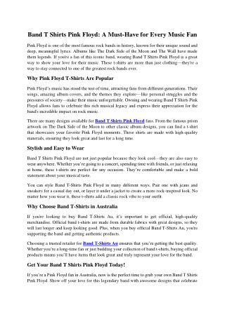 Band T Shirts Pink Floyd: A Must-Have for Every Music Fan