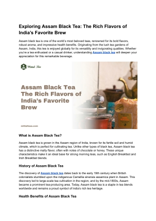 Exploring Assam Black Tea_ The Rich Flavors of India’s Favorite Brew