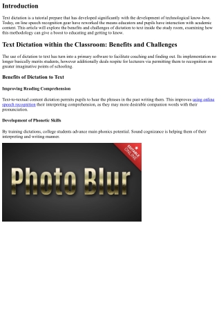 Text Dictation in the Classroom: Benefits and Challenges