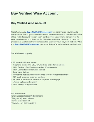 Buy Verified Wise Account