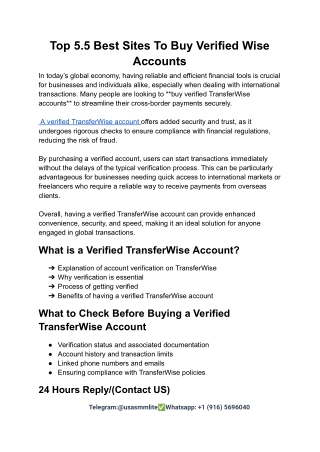 Top 5.5 Best Sites To Buy Verified Wise Accounts
