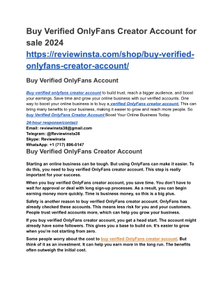 Buy Verified OnlyFans Creator Account for sale 2024