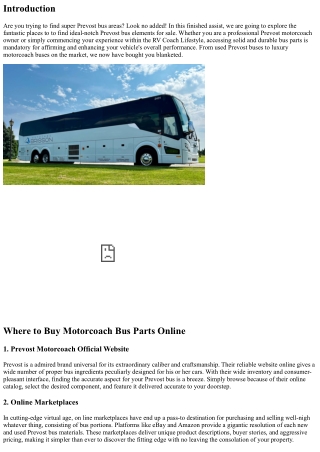 Where to Find High-Quality Prevost Bus Parts for Sale