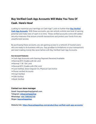 Our Best Website Buy Verified CashApp Account