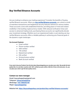 Our Best Website Buy Verified Binance Accounts