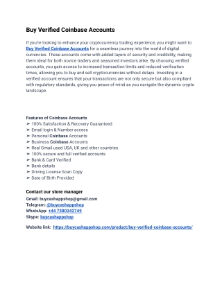 Our Best Website Buy Verified Coinbase Accounts