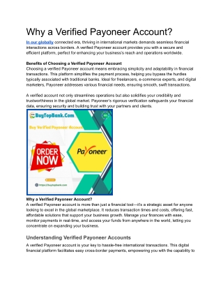 Why a Verified Payoneer Account