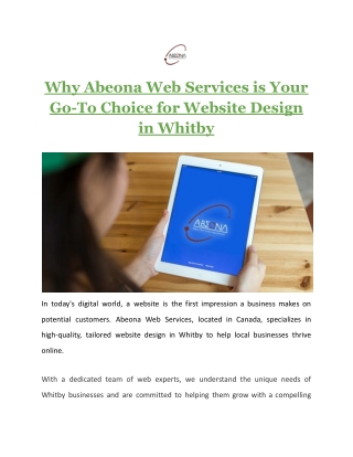 Why Abeona Web Services is Your Go-To Choice for Website Design in Whitby