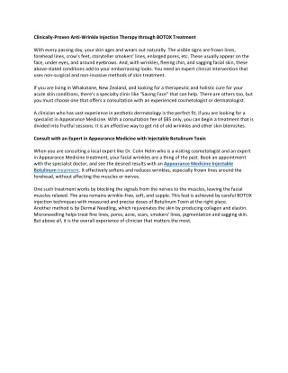 Clinically-Proven Anti-Wrinkle Injection Therapy through BOTOX Treatment