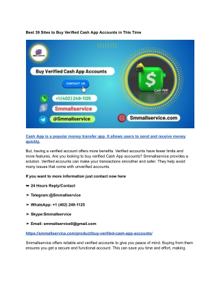 Best 39 Sites to Buy Verified Cash App Accounts in This Time