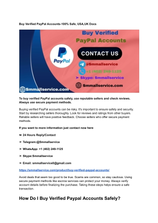 Buy Verified PayPal Accounts-100% Safe, USA,UK Docs