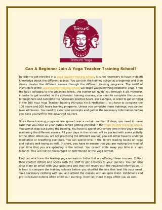 Can A Beginner Join A Yoga Teacher Training School?