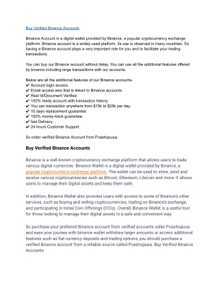 Buy Verified Binance Accounts