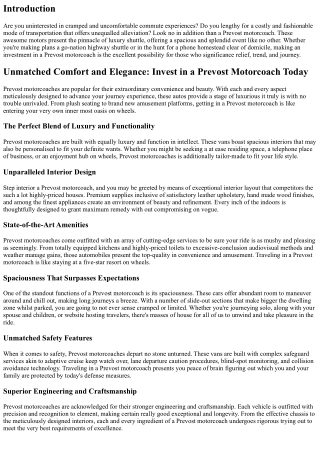 Unmatched Comfort and Elegance: Invest in a Prevost Motorcoach Today