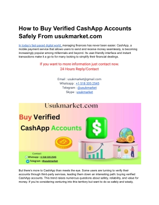 How to Buy Verified CashApp Accounts Safely From usukmarket