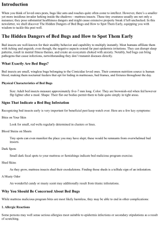 The Hidden Dangers of Bed Bugs and How to Spot Them Early