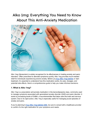 Alko 1mg_ Everything You Need to Know About This Anti-Anxiety Medication