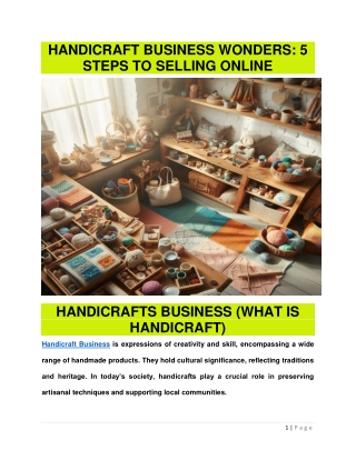 HANDICRAFTS BUSINESS (WHAT IS HANDICRAFT