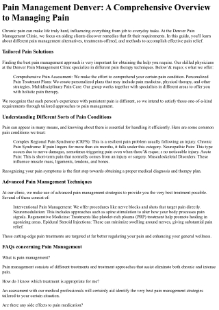 Pain Management Denver