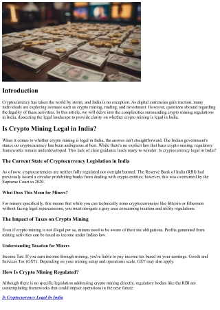 Is Crypto Mining Legal in India? Exploring the Regulations
