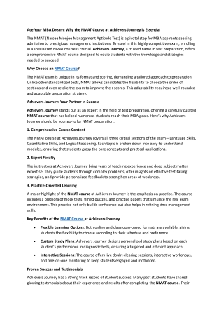 Ace Your MBA Dream with nmat course