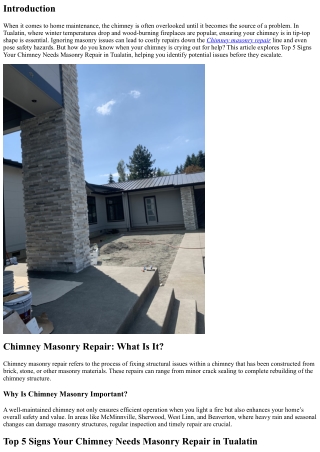 Top 5 Signs Your Chimney Needs Masonry Repair in Tualatin