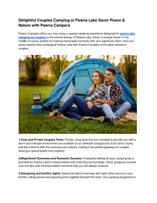 Delightful Couples Camping at Pawna Lake Savor Peace & Nature with Pawna Campers