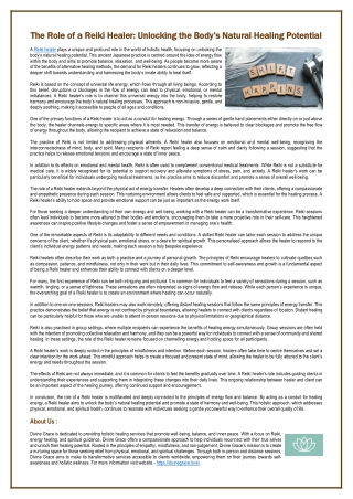 The Role of a Reiki Healer Unlocking the Body’s Natural Healing Potential