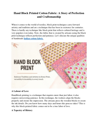 Hand Block Printed Cotton Fabric - CraftJaipur