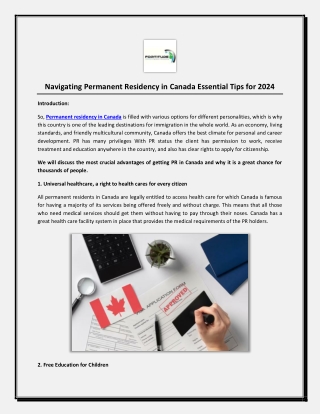 Navigating Permanent Residency in Canada Essential Tips for 2024