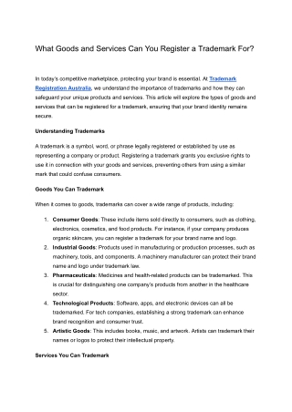 What Goods and Services Can You Register a Trademark For